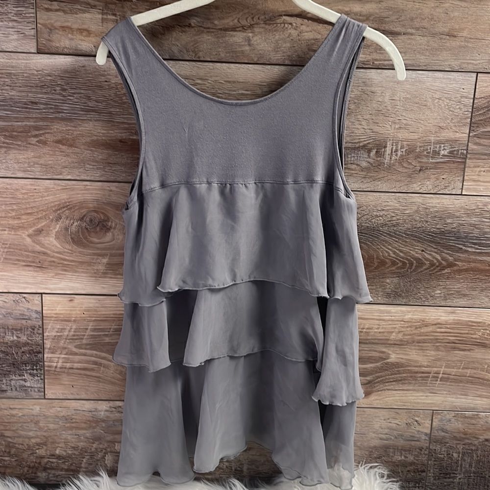 H&M Ladies Ruffle Layered Top, Size Medium, Gray - Picture 5 of 5